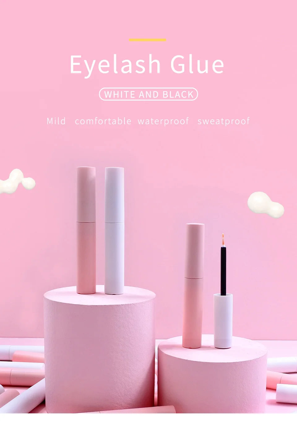 Eyelashes Glue Black & White Waterproof Lash Glue Cosmetics Tools for Mink Lashes