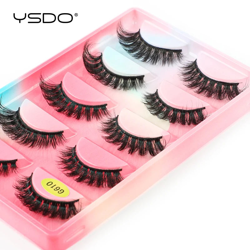 YSDO 5 pairs eyelashes makeup mink strip lashes dramatic eyelashes faux cils natural false eyelashes extension 3d mink eyelashes