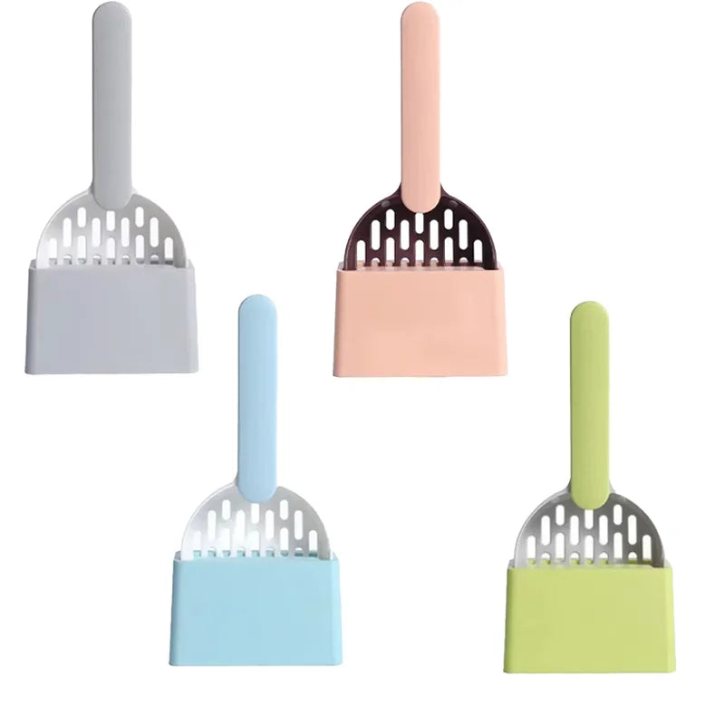 Cat Litter Scoop with Base Plastic Self Cleaning Cat Litter Shovel Cat Toilet Cleaning Tool Lightweight Manure Cleaner Cat Litte