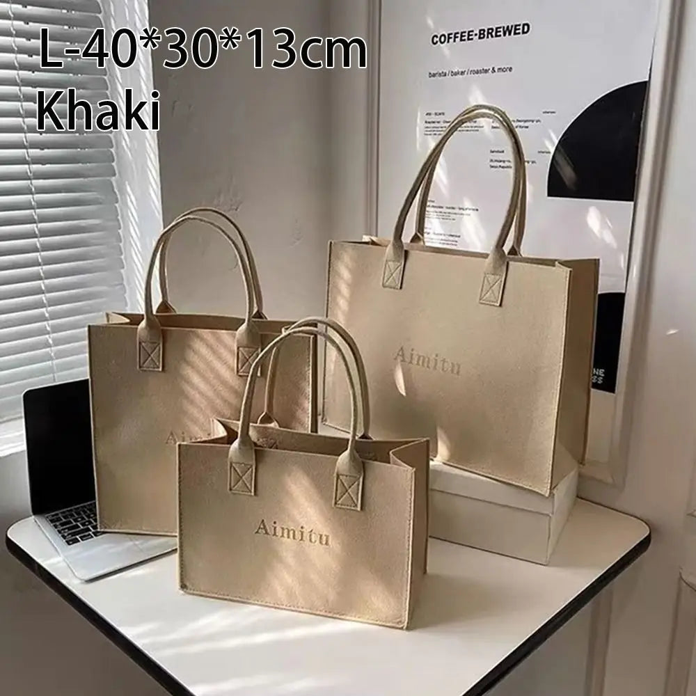 S/M/L Women Korean Simple Felt Shoulder Bag Fashion Solid Color Messenger Bag Handbag Large Capacity Travel Casual Crossbody Bag