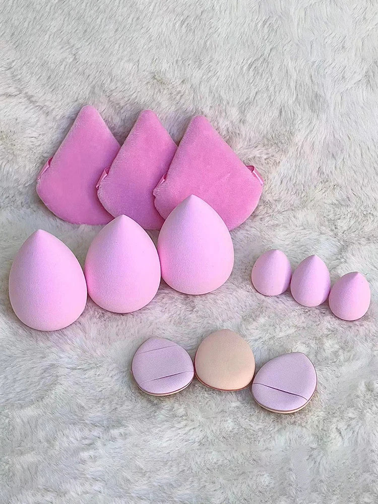 12 Pieces Powder Puff Face Triangle Makeup Sponge Soft Velour Puffs for Loose Powder Setting Powder Blender Foundation Sponge Be