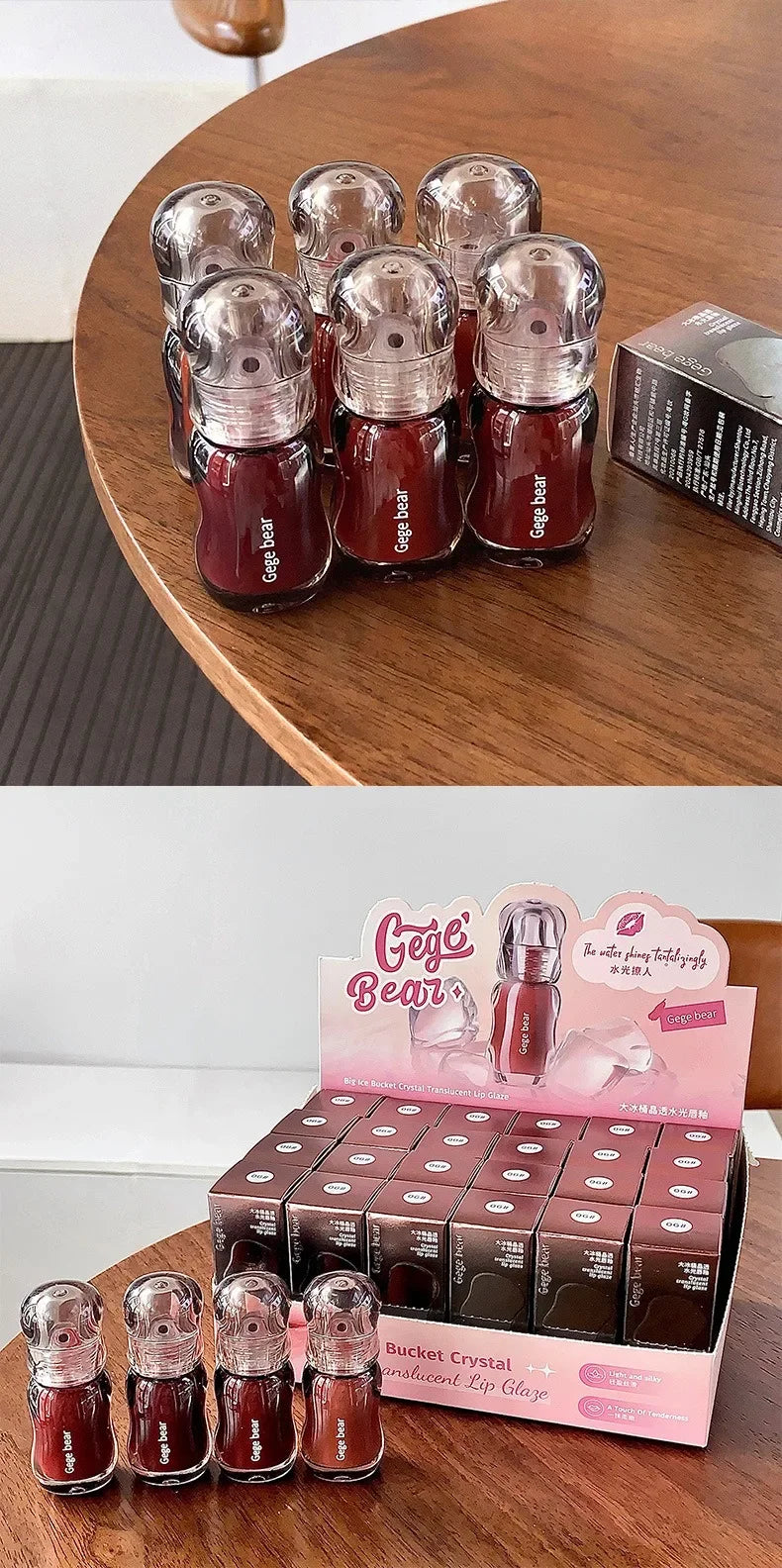 GegeBear Crystal Clear Lipgloss Hydrating Water Liquid Lipstick Light Lip Tint Plumping Non-stick Cup Lips Makeup Women Cosmetic