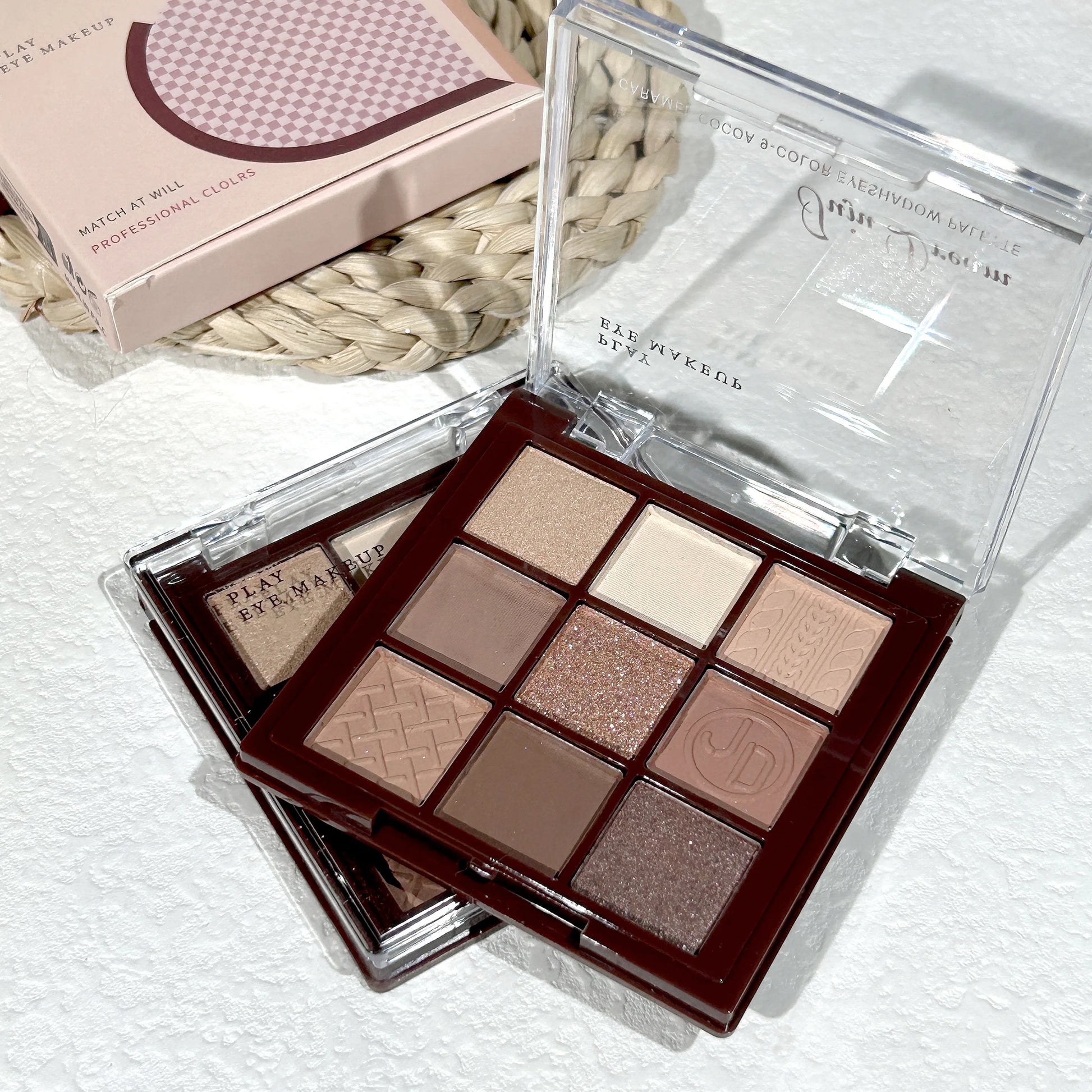 Chocolate Warm Brown Earth Palette - 9 Shades Matte Orange Brown Pearlescent Glitter Illuminating Wear Eyeshadow