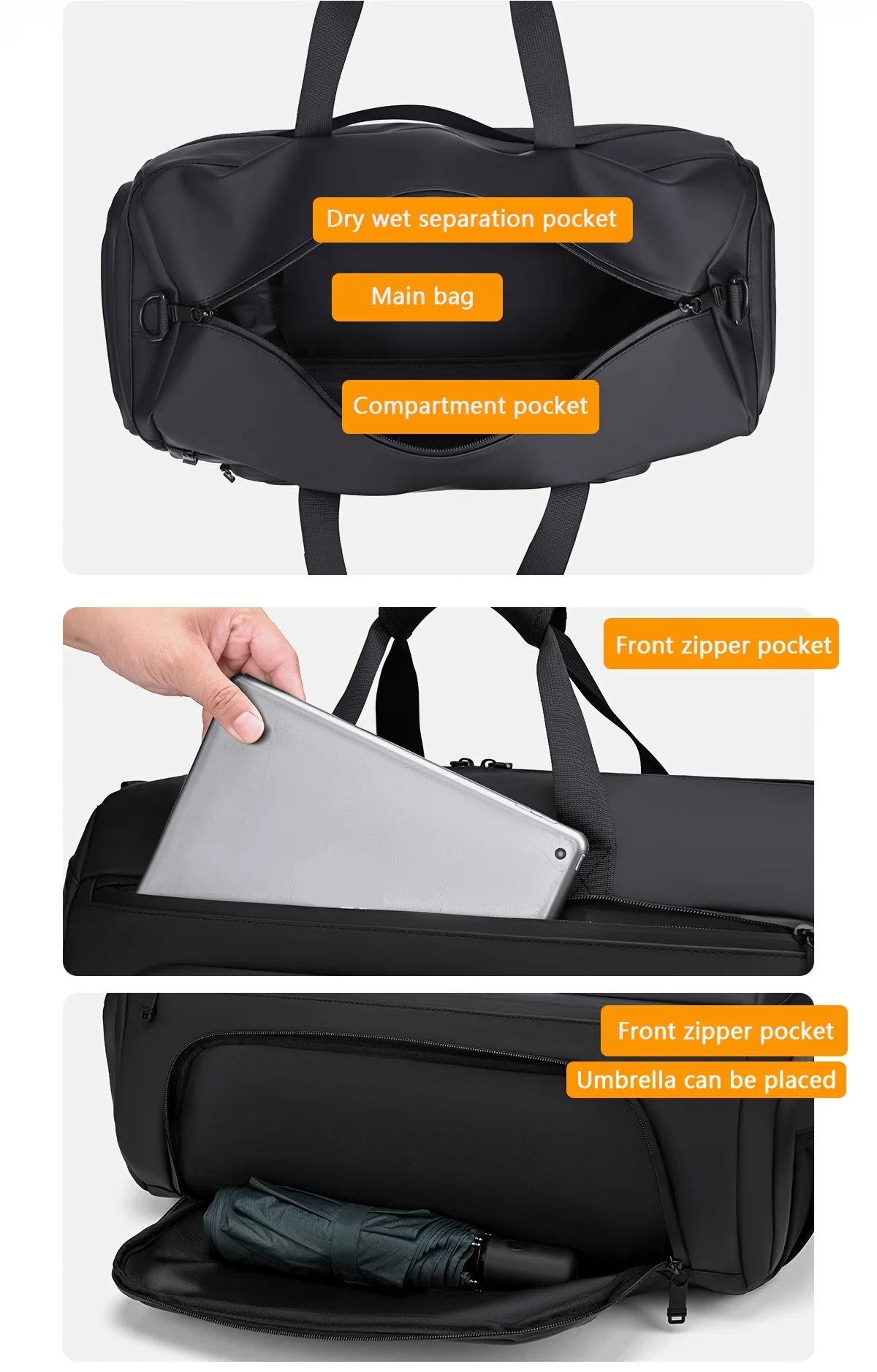 Large capacity men's sports crossbody bag, suitable for gym, travel, and outdoor activities - available in gray/green/black