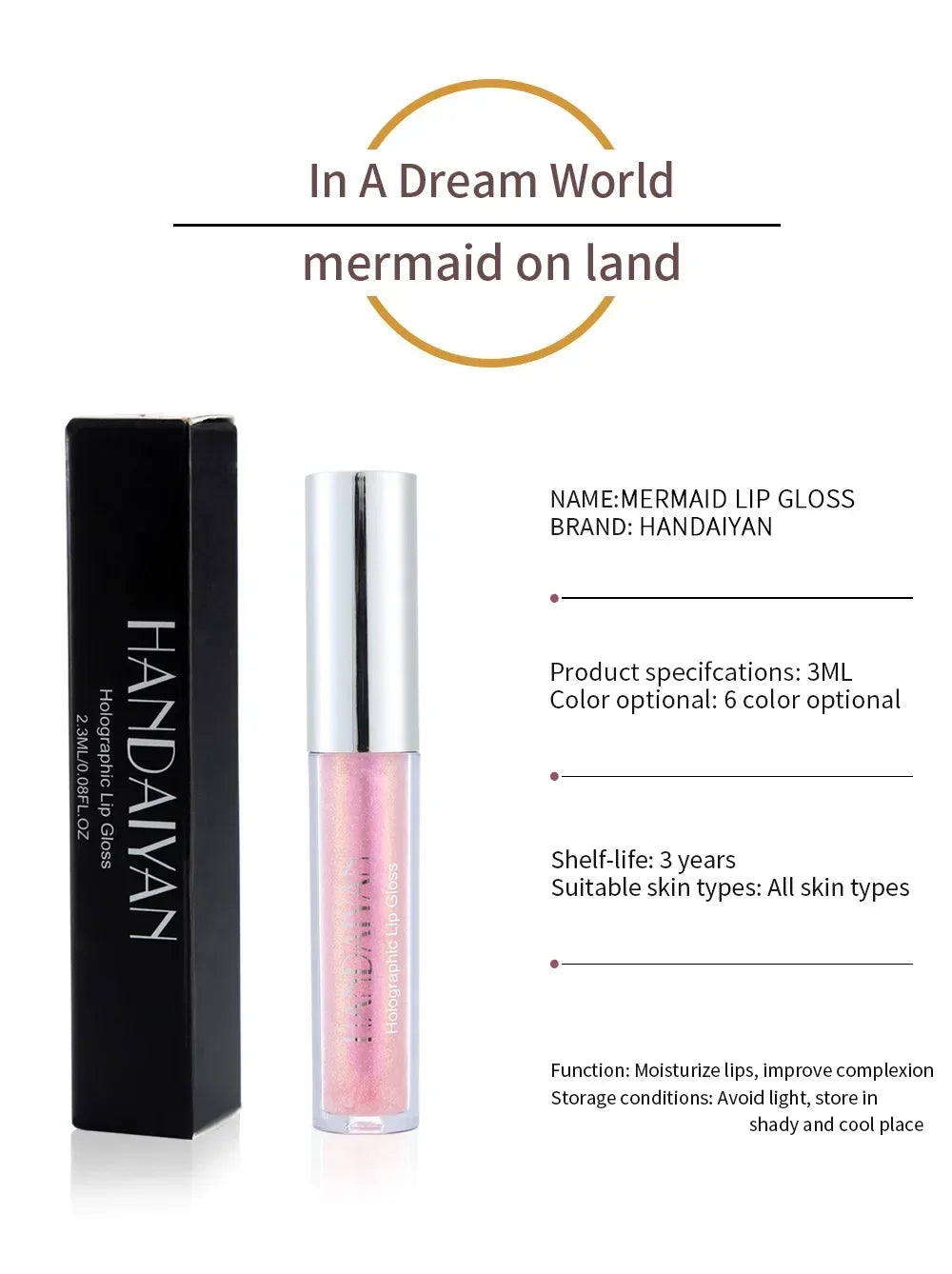 6 Colors Glitter Liquid Lip Gloss Tint Laser Holographic Lipstick Mermaid Glitter Lip Gloss Not Fading Lasting Lip Tint Cosmetic