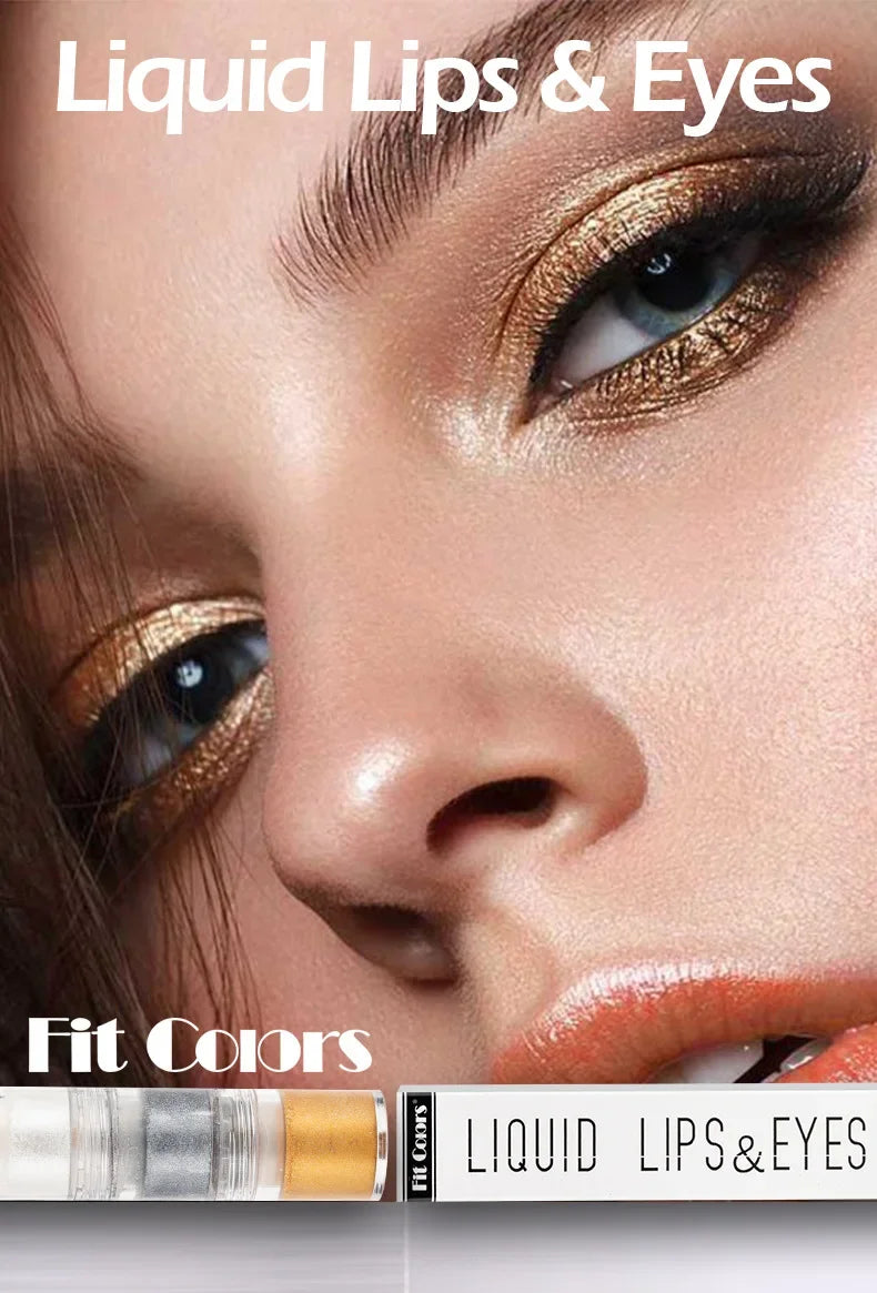 Fit Colors 3 Sections Smoky Eye Water Eyeshadow Diamond Liquid Pearl Shimmer Eye Shadow Liquid Lip Dye