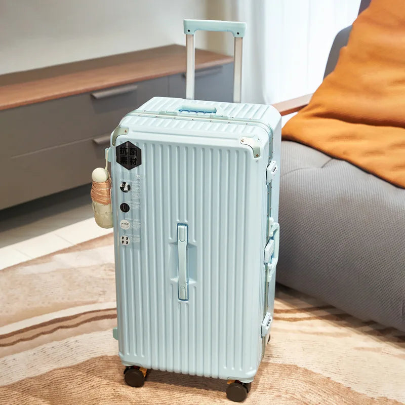 Large Capacity Travel Luggage Aluminum frame Suitcase pull rod Case 24/28/32 " with Cup Holder Travel Case Combination box