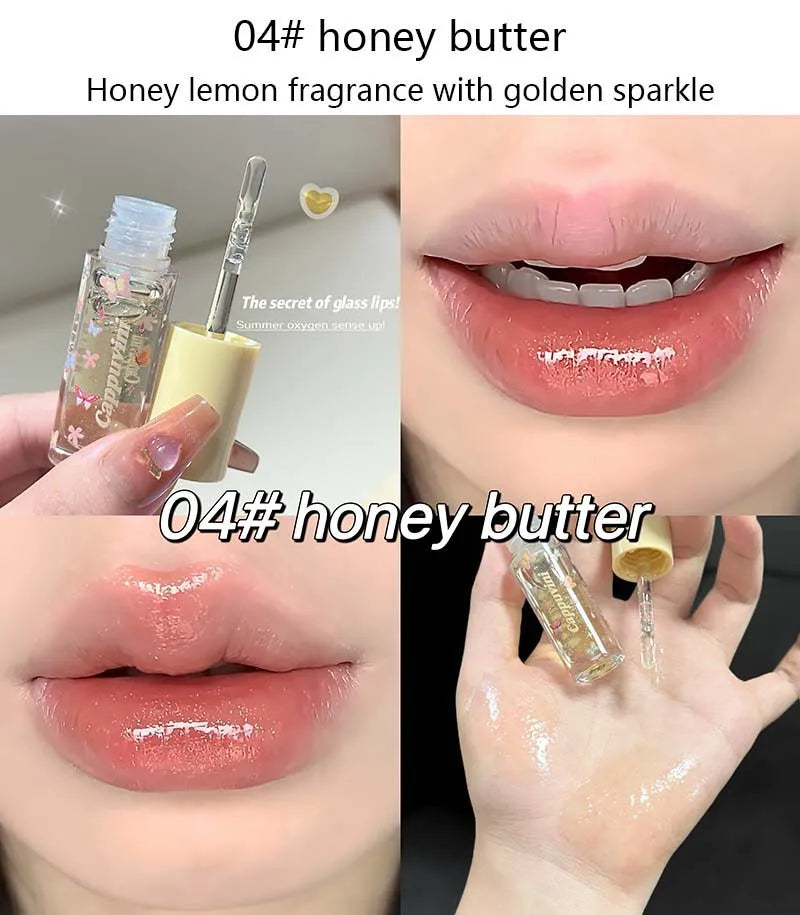 Moisturizing Water Light Lip Gloss Shimmer Transparent Jelly Mirror Lip Glaze Crystal Clear Hydrating Plumping Lip Gloss Makeup