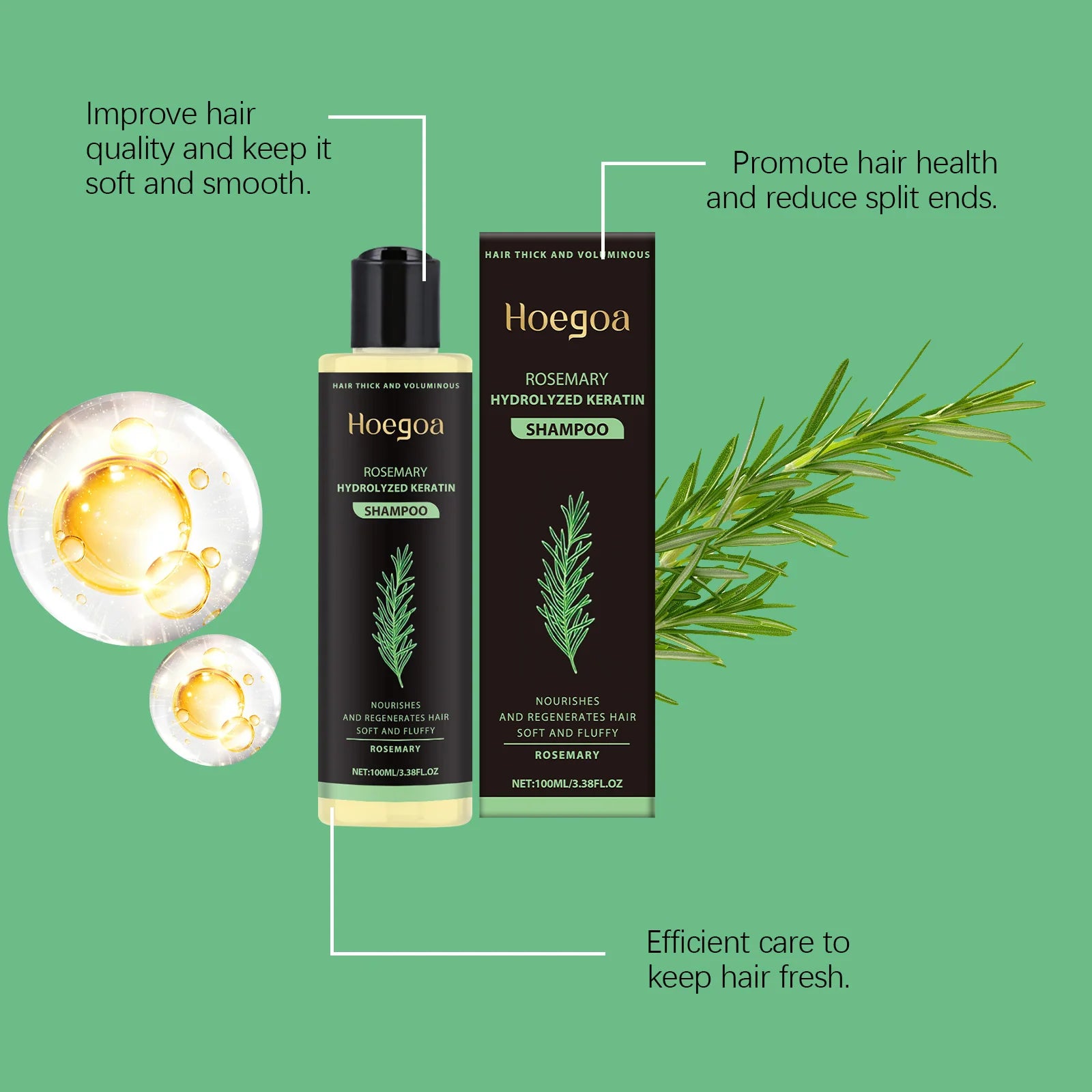 Rosemary Shampoo Hair Growth Deep Cleansing Scalp Anti Dandruff Oil Control Strengthening Root Nourish Hair Volumizing Shampoo