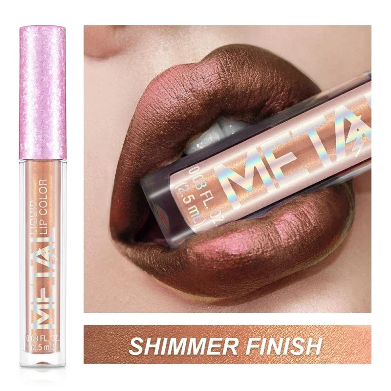 Waterproof Pearl Matte Lipstick Long Lasting Non-Stick Cup Lip Glaze Shimmer Glitter Metallic Lip Gloss Lips Makeup Cosmetics