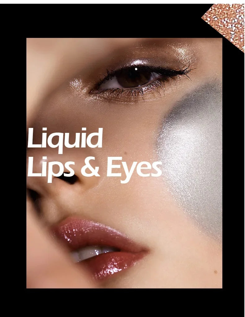 Fit Colors 3 Sections Smoky Eye Water Eyeshadow Diamond Liquid Pearl Shimmer Eye Shadow Liquid Lip Dye