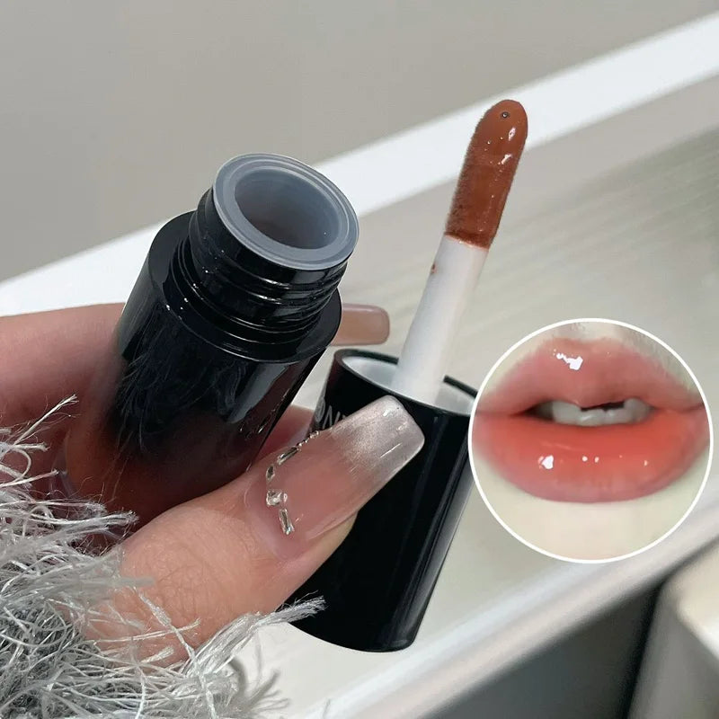 HERORANGE Color-Cooling Shimmering Lip Gloss Hydrating Silky Long-Lasting Color-Dyeing Clear Watery Mirror Lip Glaze