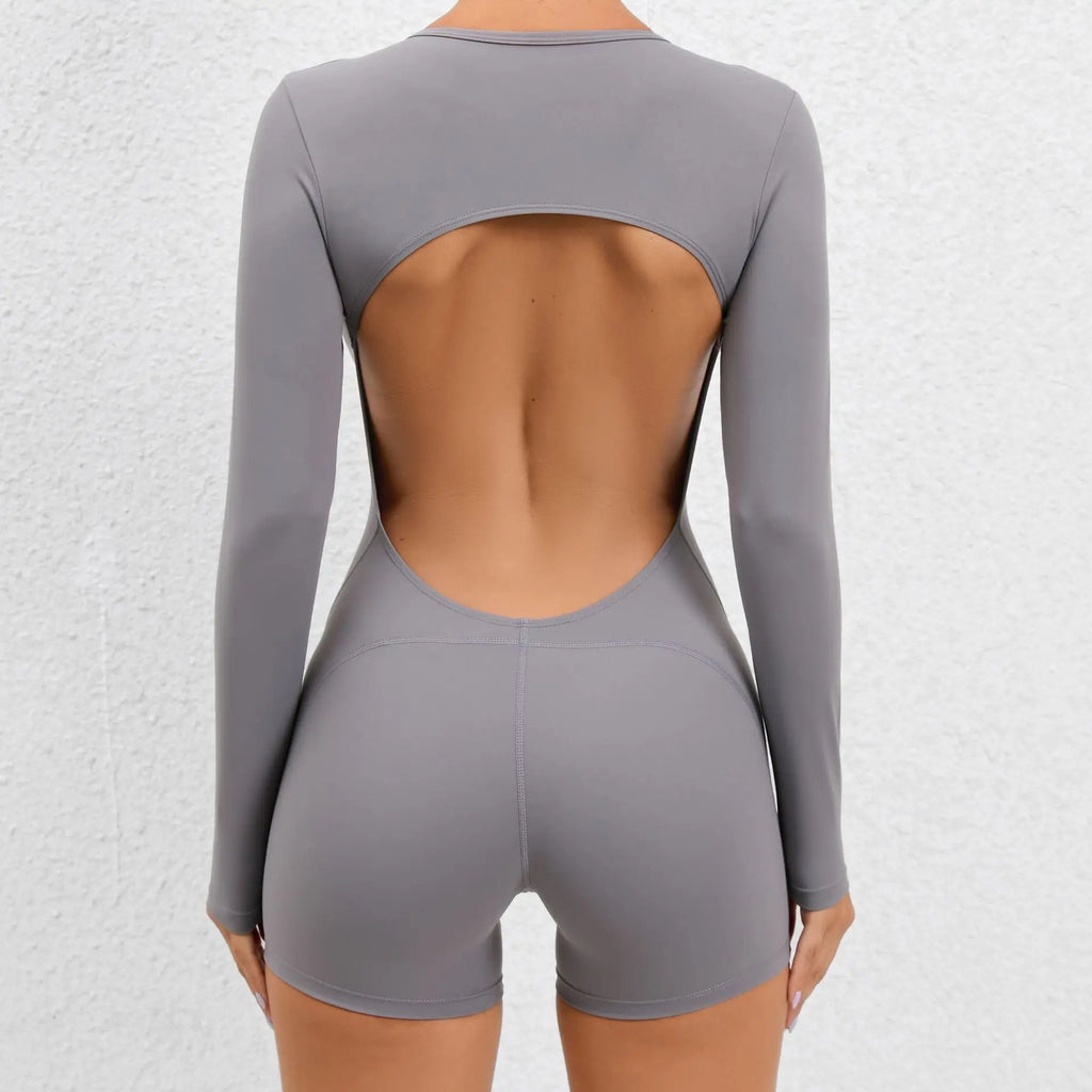 Long Sleeve Bodysuit Women No Padding Yoga Gym Jumpsuit Fitness Sport Overalls Sportswear Mono Mujer Navy Blue Black Gray White