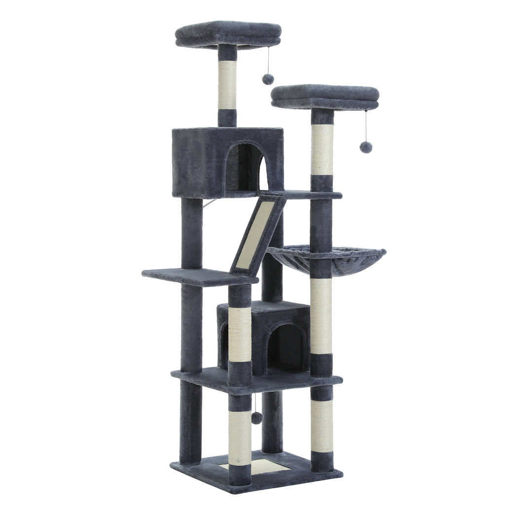 Multi-Level Cat Tree with Scratching Posts, Cozy Condo, Hammock, Large Cat Tower for Indoor Cats, Cat Scratching Board, Cat Toys