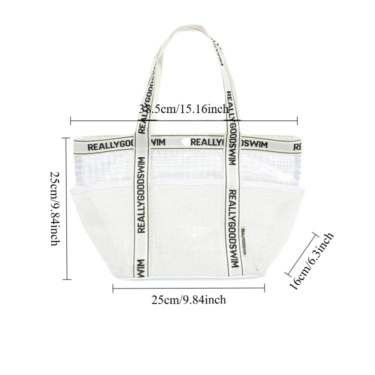 Gym Bag Beach Bag Fashions Transparent Waterproof Multi-Pocket Tote Swimming Mesh Bags High Volume Beach Organiser Travel Swim