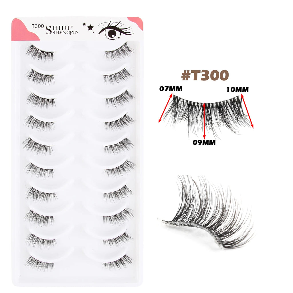 10 Pairs Natural Manga Lashes Soft Eyelashes Thick False Eyelashes Manga Eyelashes Daily Dating Makeup Eyelashes Lashes Wispy