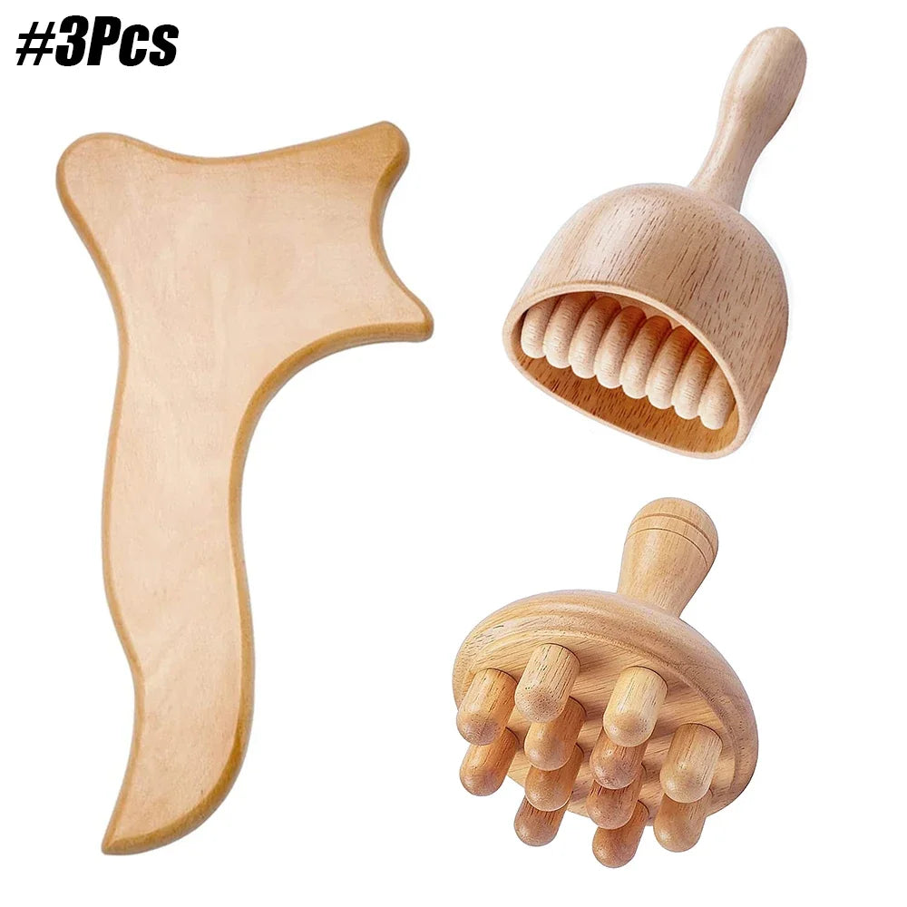 Wood Therapy Massage Roller Stick Wood Massage Cup Wooden Lymphatic Drainage Gua Sha Tool Body Shaping Muscle Massage Relaxation