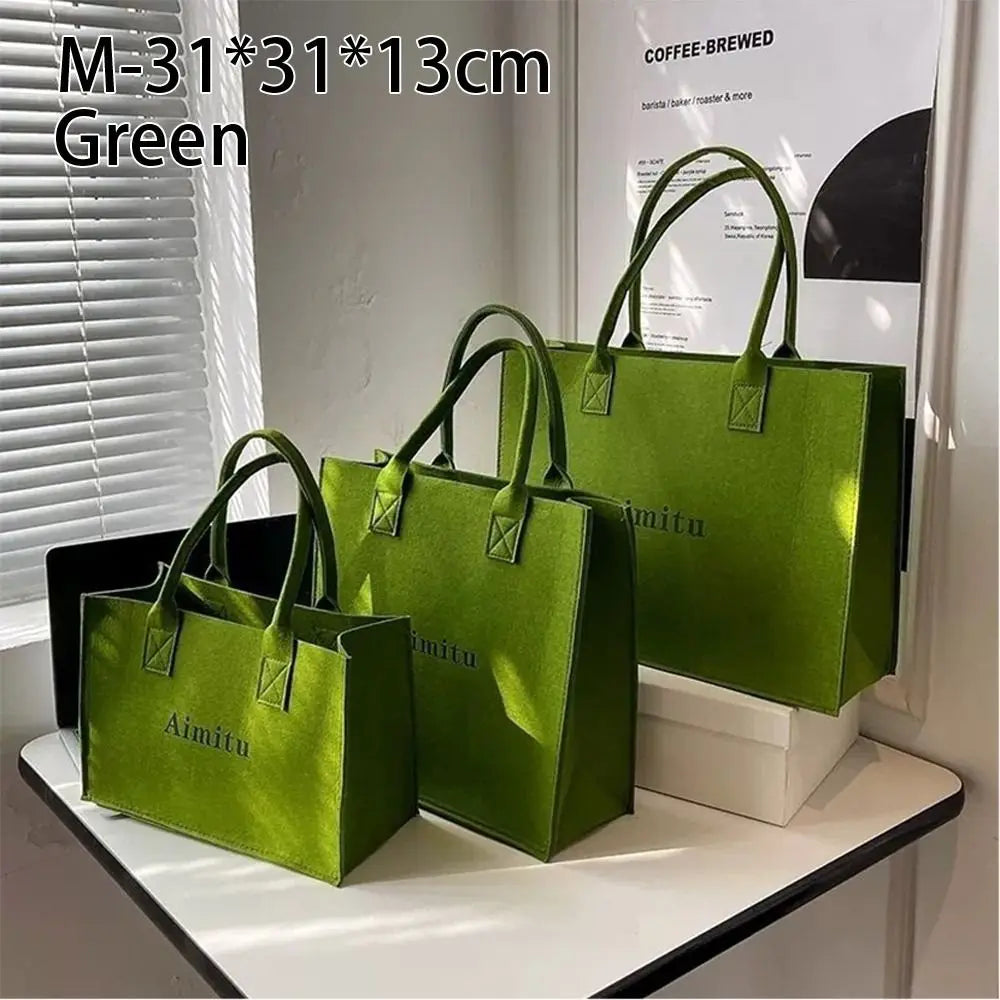 S/M/L Women Korean Simple Felt Shoulder Bag Fashion Solid Color Messenger Bag Handbag Large Capacity Travel Casual Crossbody Bag