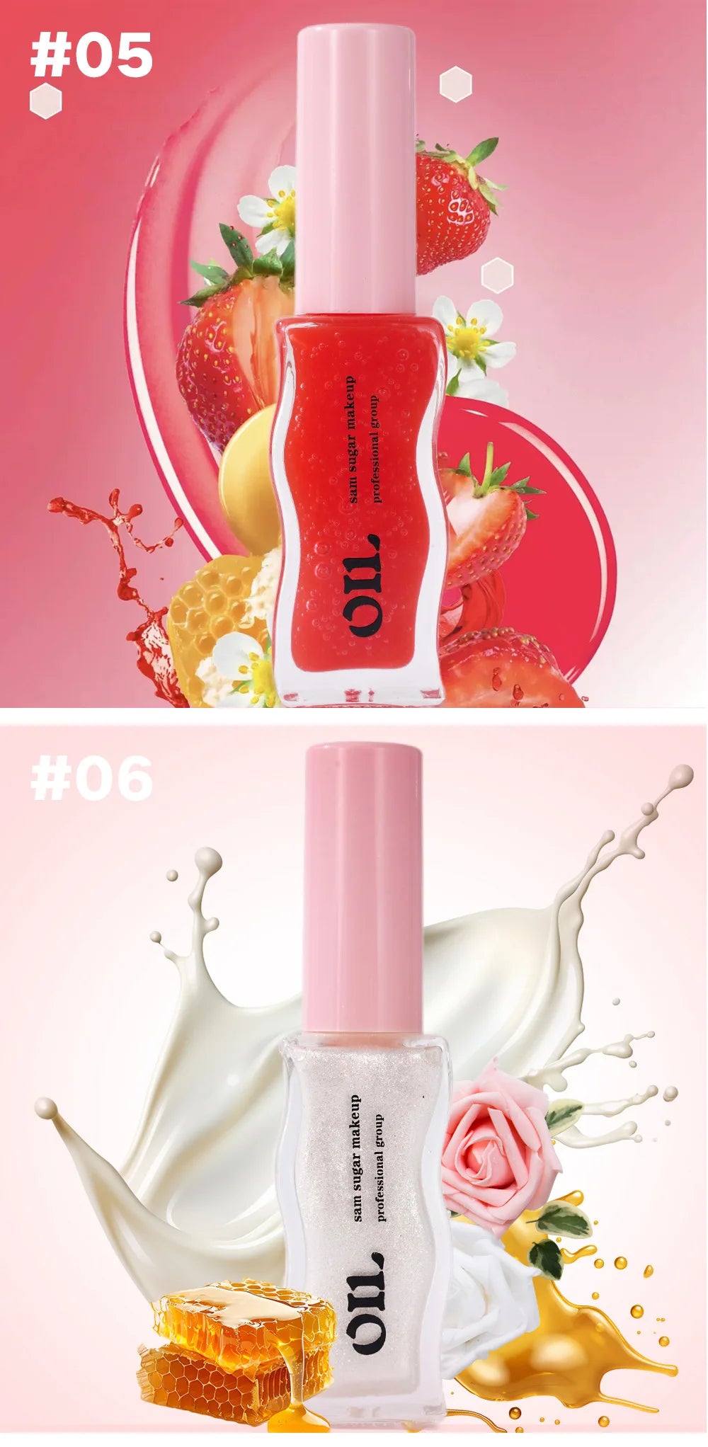 Sheer Pearlescent Mirror Lip Gloss Liquid Lipstick Fruit Honey Infused Lip Oil Reduce Lip Lines Moisturizing Lip Balm Cosmetics