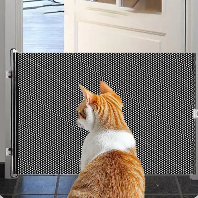 Dog Gate Retractable Pet Safety Gate Wide Pet Isolation Gate Indoor Mesh Fence for Dogs And kitten for Doorway Stairs Balcony