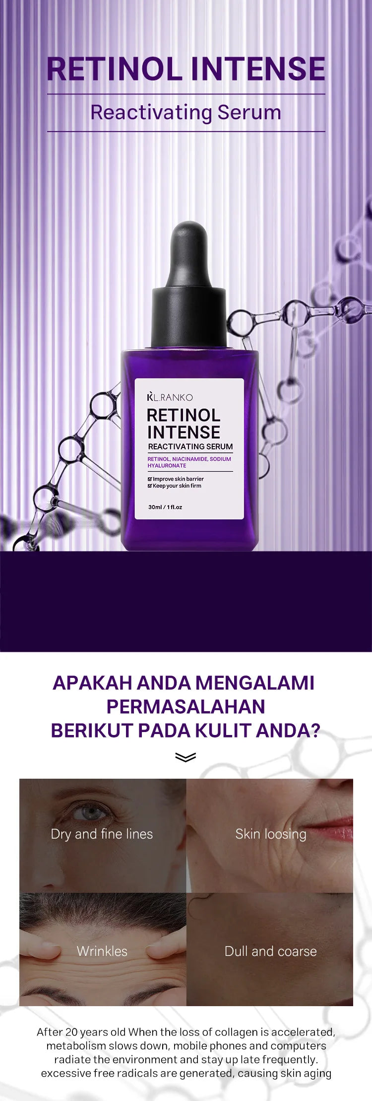 Retinol Anti-Wrinkle Essence Pure Hyaluronic Acid Facial Serum Anti Wrinkle Aging Face Lift Tightening Reduce Eye Finelines New