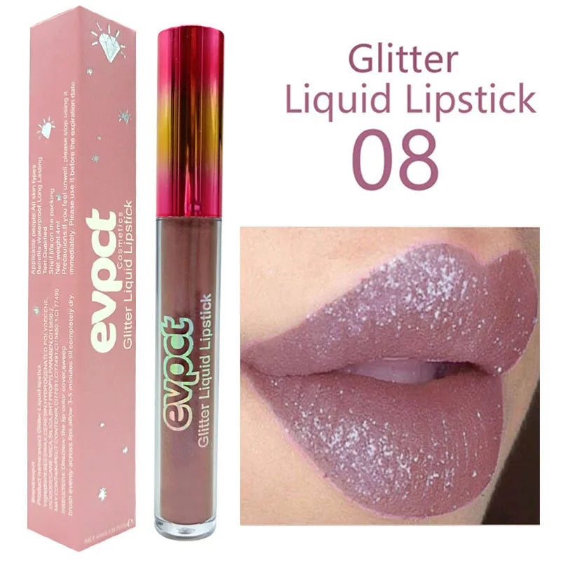 15 Color Glitter Liquid Lipsticks Shimmer Shiny Lipgloss Pearlescent Lip Tint Waterproof Long Lasting Matte Diamond Lips Glaze