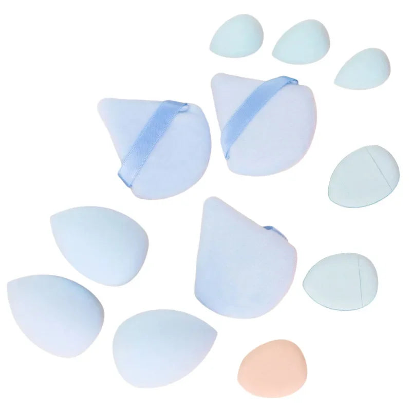 12Pcs/Bag All-Purpose Makeup Sponge Set Made of 3 Loose Powder Puffs 3 Mini Air Cushion Puffs 3 Beauty Eggs and Mini Beauty Tool