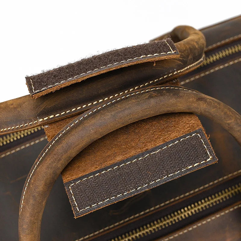 Luufan Crazy Horse Leather Men's Travel Bag Big Travel Duffel Durable Cowhide Weekend Bag Man Genuine Leather Luggage Tote Bag