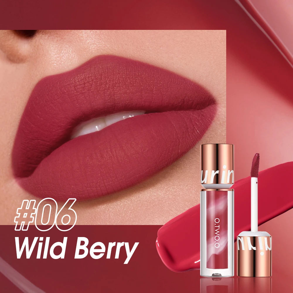 O.TWO.O Newest Lipstick Waterproof Makeup Lip gloss Rose Rouge Silk Liptint Matte Sexy Red Lip Stain Liquid Lipgloss