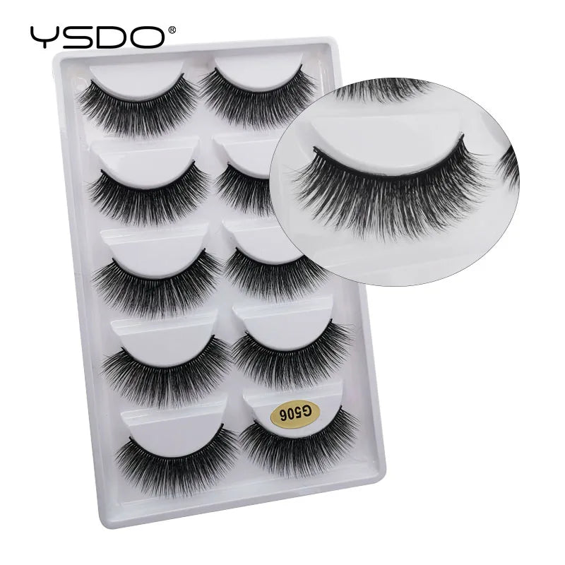 YSDO 5 pairs eyelashes makeup mink strip lashes dramatic eyelashes faux cils natural false eyelashes extension 3d mink eyelashes