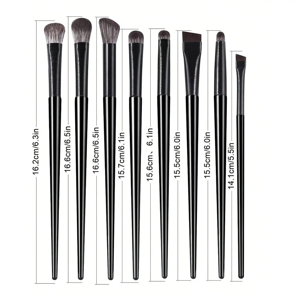 8pcs/Set Black Portable Eye Shadow Makeup Brush Kit