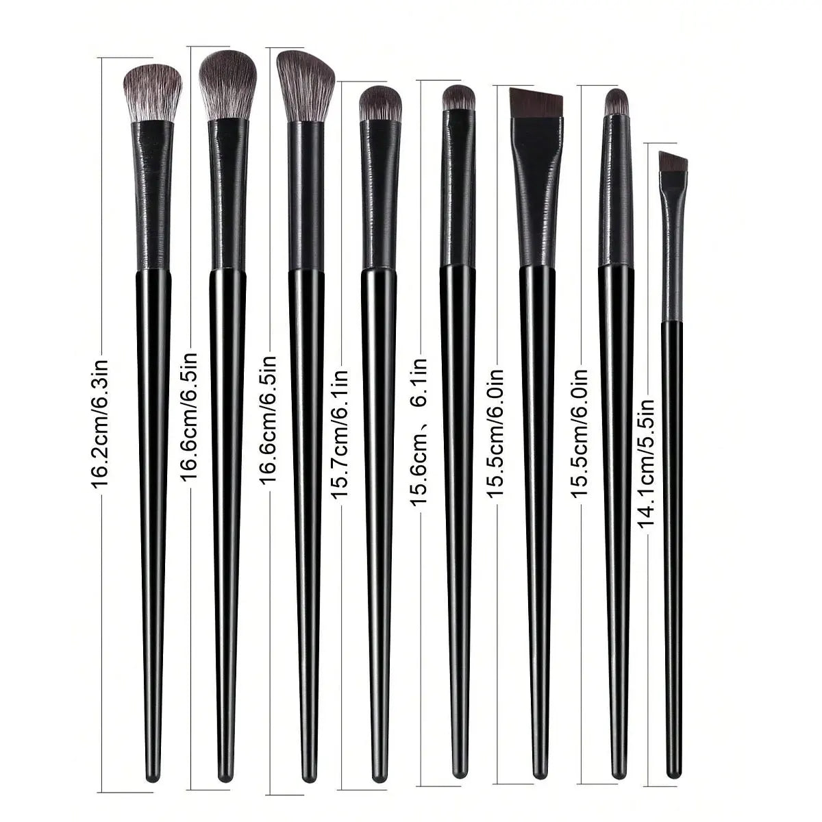 8pcs/Set Black Portable Eye Shadow Makeup Brush Kit