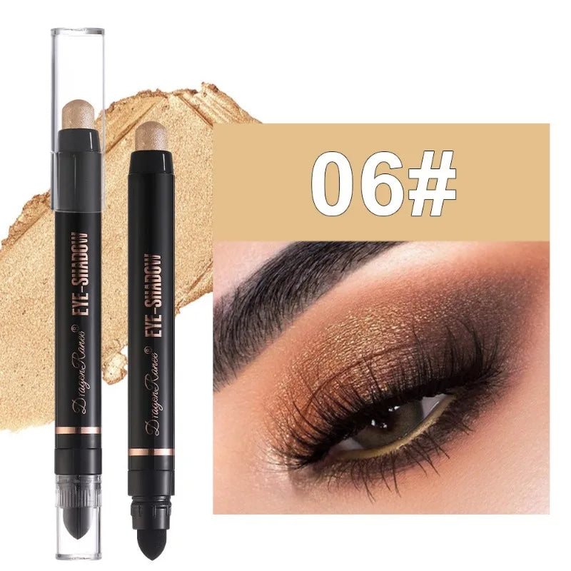 12-color Double Tip Eyeshadow Pen Set Metallic High Gloss Smudger Brighten Eye Makeup Pencil Shining Brown Eye Shadow Cosmetics