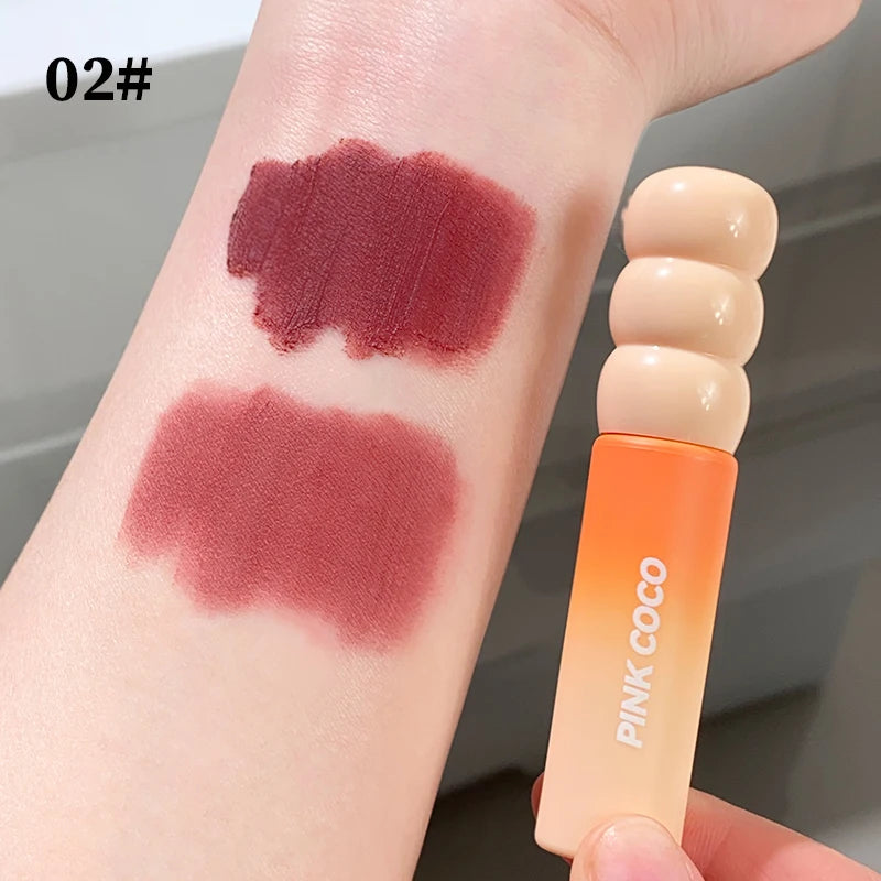 PINK COCO Sunset Galaxy Lip Glaze Matte Matte Velvet Lip Mud Low-saturation Tone Autumn and Winter Matte Lip Glaze