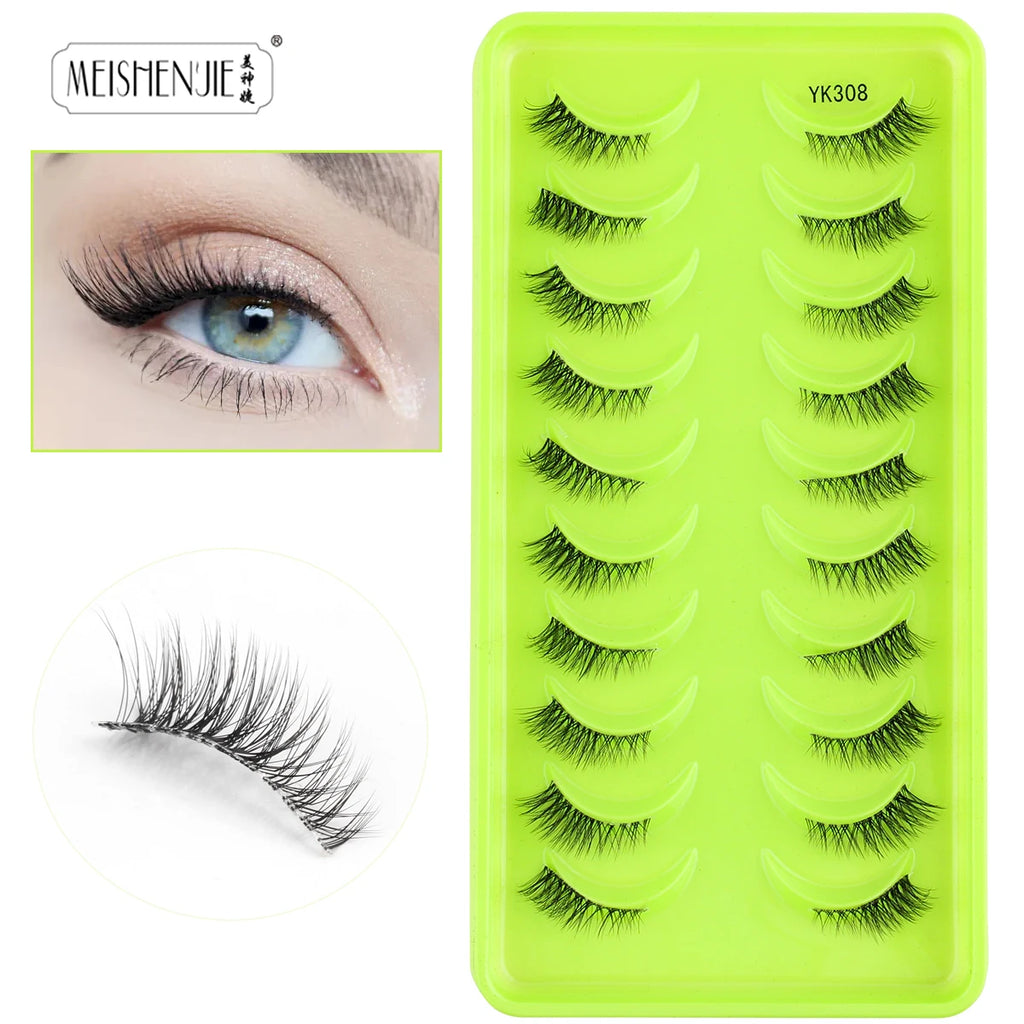 Fake Eyelashes Hot 3/10 Pairs Half Lashes Cat Eye Natural Long Fluffy 3D Mink Lashes Handmade Make up Tools maquillaje Faux Cils