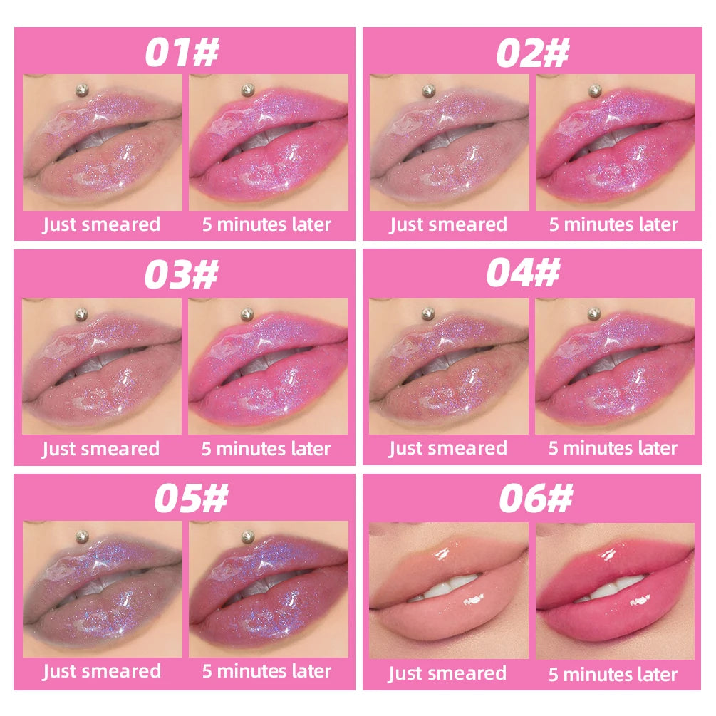 QIBEST Lip Oil Magic Warm Color Changing Lipstick Balm Lip Glaze Transparent Moisturizing Lipgloss Shiny Glitter Lips Cosmetics
