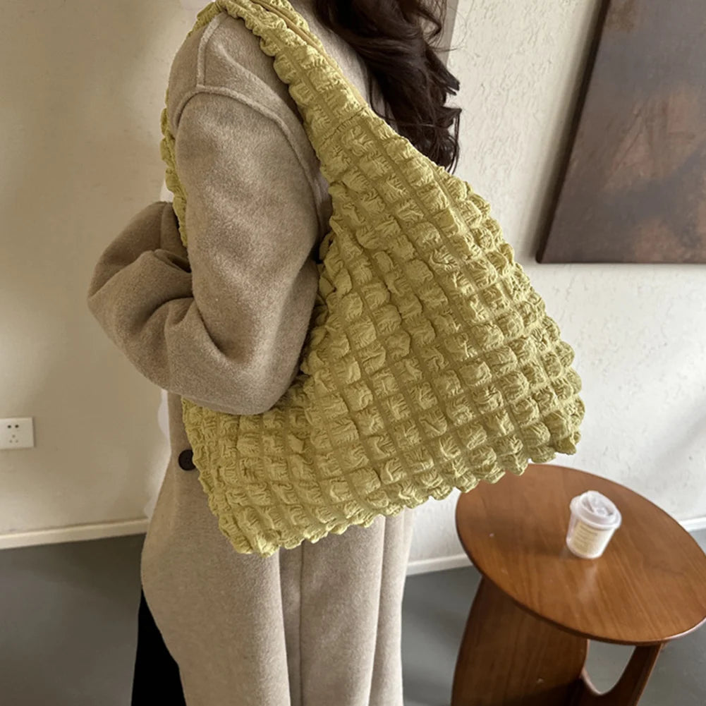 Elegant Handbag Pleated Cloud Bag Female Candy Color Large Capacity Shoulder Bag Handbags Shopping Girls Pouch Tote Bolsas
