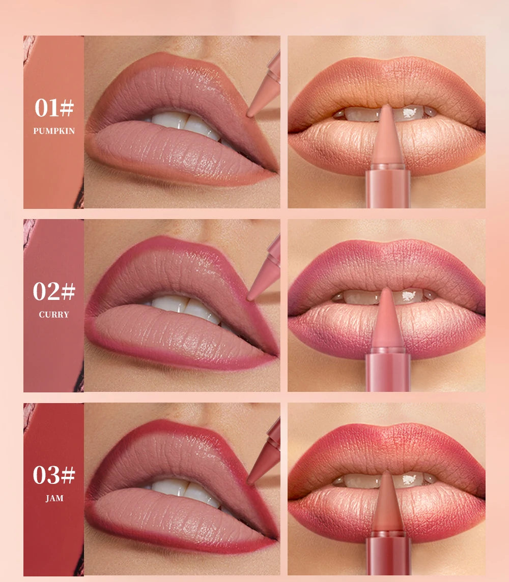 QIBEST 6 Color Matte Lipliner Lipstick Waterproof Lip Stain Lipstick Natural Nude Pink Lip Liner Outline Lips Contour Makeup