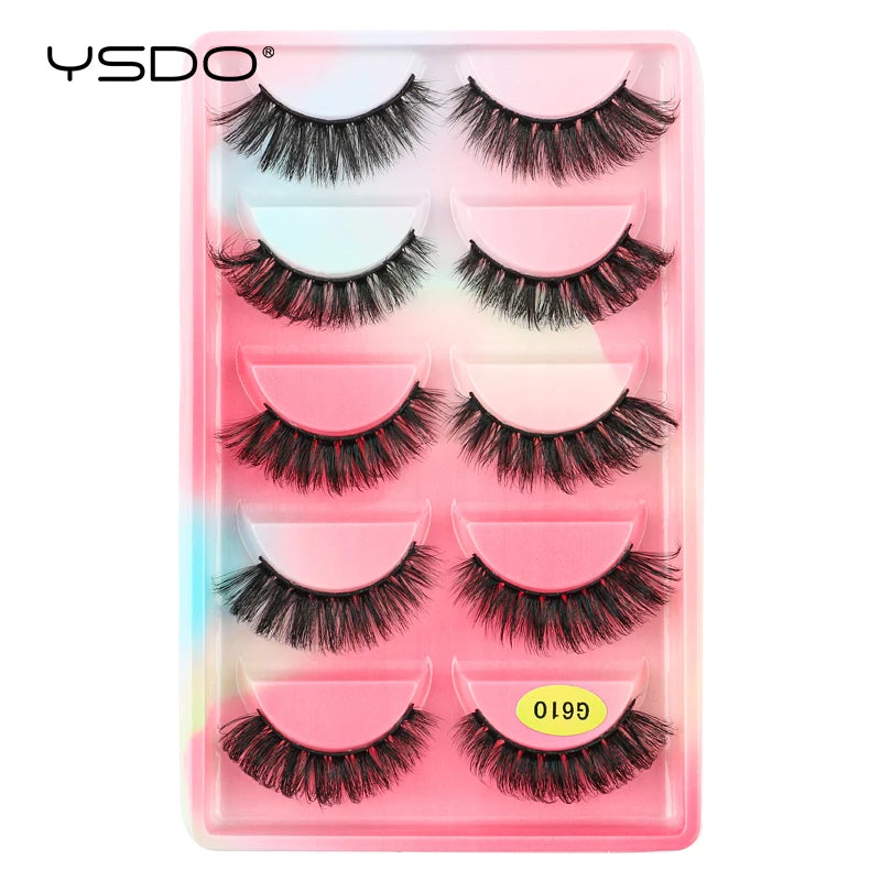 YSDO 5 pairs eyelashes makeup mink strip lashes dramatic eyelashes faux cils natural false eyelashes extension 3d mink eyelashes