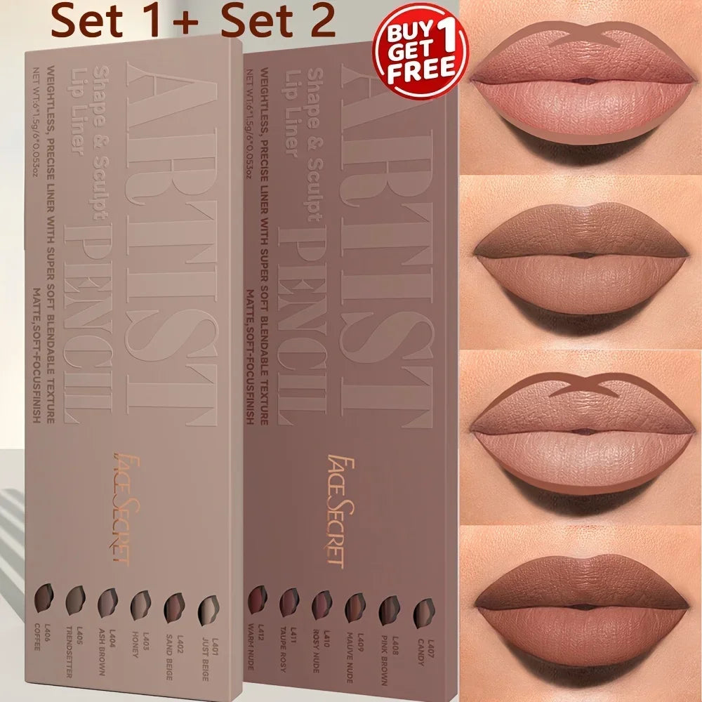 12Pcs/Set Nude Lip Liner Makeup Set - Natural and Long Lasting Waterproof Matte Lipliner Pen  Lip Liner for Everyday Makeup