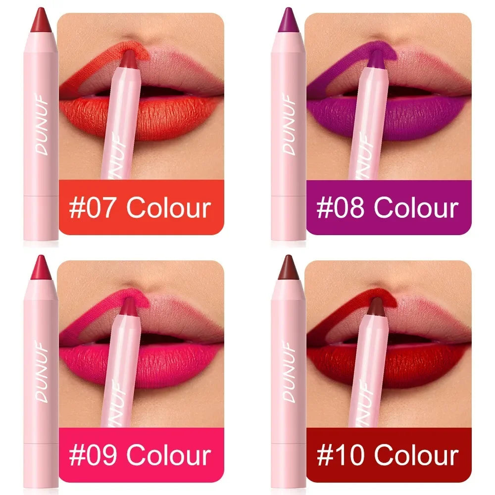 Sexy Dark Red Brown Lipstick Pencil Matte 18 Colors Lip Liner Crayons Rich Full Color Lip Tint Silky Natural Creamy Texture Pen