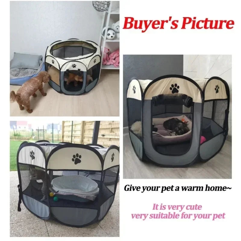 Foldable Octagonal Pet Tent Portable Cat Dog Cage for Outdoor Camping Large Enclosure Travel Fence House for Cats and Dogs