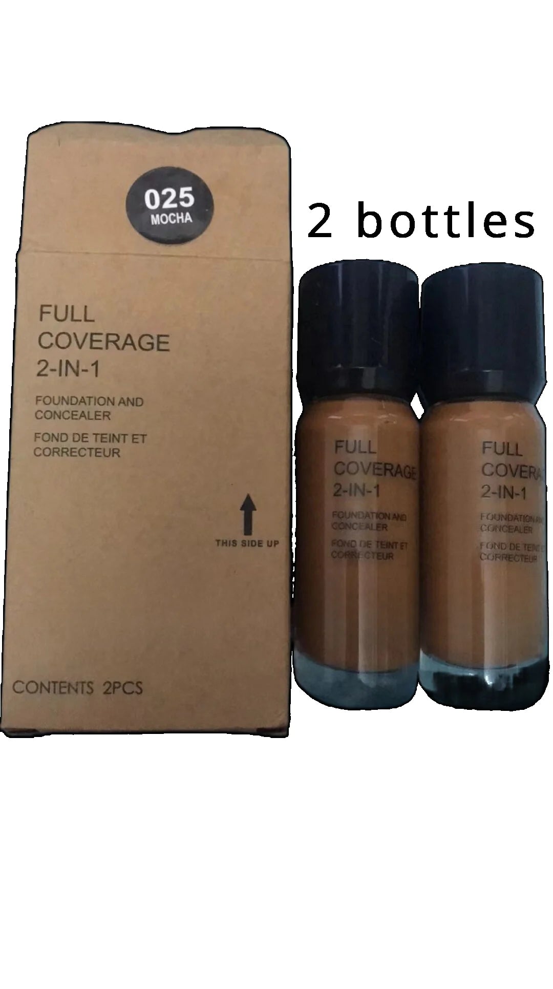2-in-1 Foundation and Concealer Deep Flesh Color Liquid Foundation Makeup Moisturizing and Nourishing Wheat and Bronze Concealer