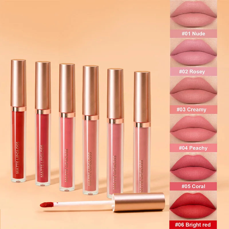 Matte Lip Gloss Two Sets Of 24-hour Waterproof Non Stick Cup Liquid Lipstick Long-lasting Beautiful Korean Cosmetics Set