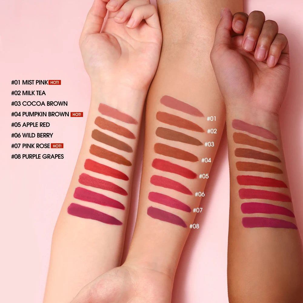 O.TWO.O Newest Lipstick Waterproof Makeup Lip gloss Rose Rouge Silk Liptint Matte Sexy Red Lip Stain Liquid Lipgloss