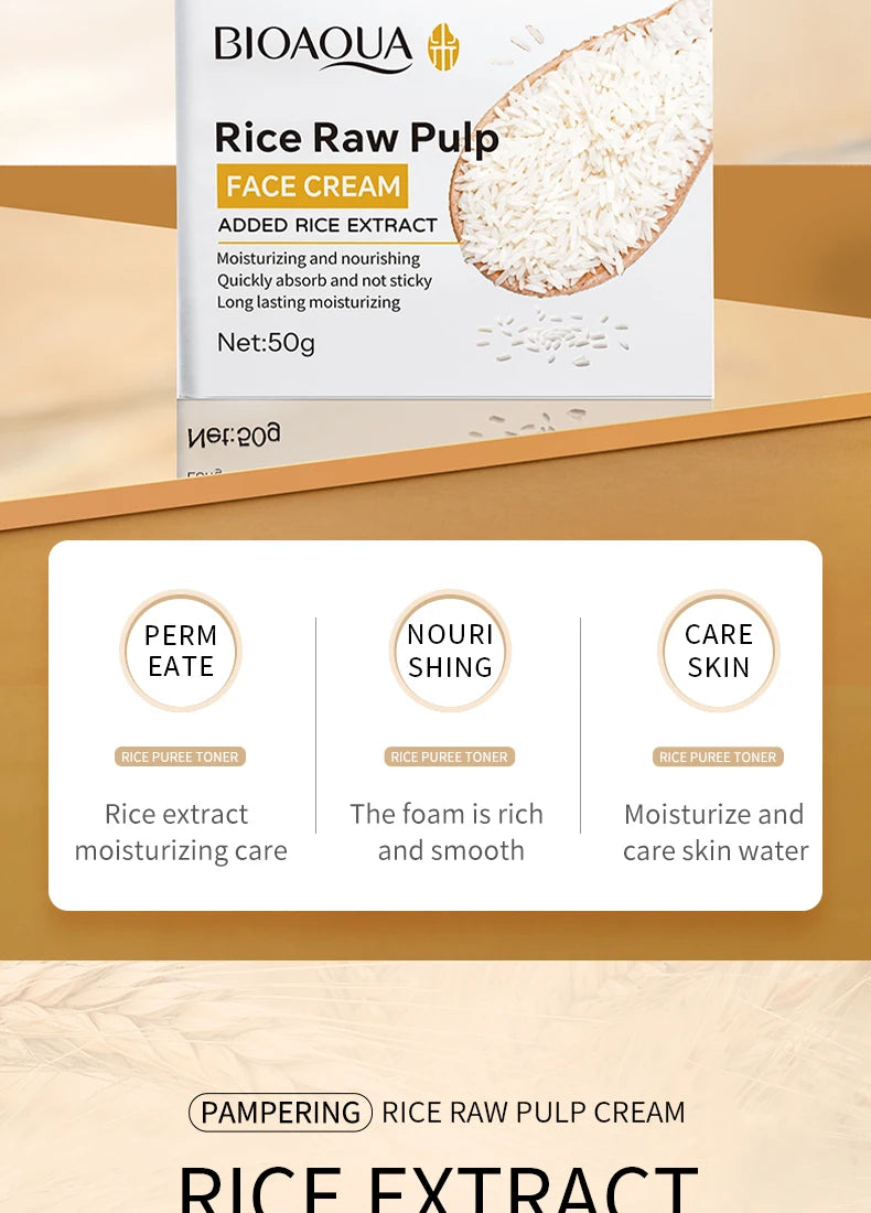Rice Puree Face Cream Moisturizing Hydrating Whitening Face Cream Original Korean Face Beauty Skincare