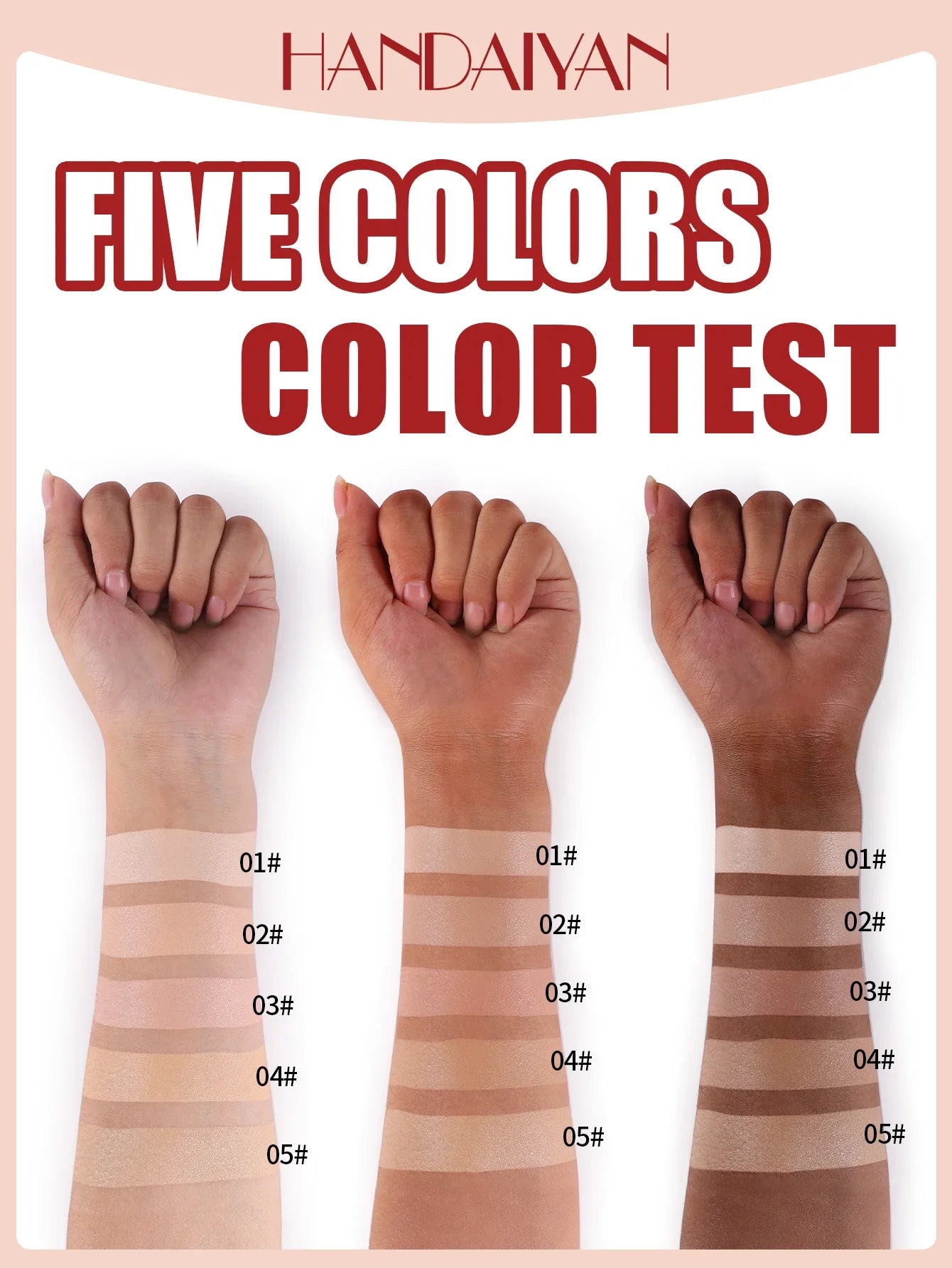 HANDAIYAN 5Color Red Box Concealer Cushion For Easy Application And Long-Lasting Skin Touching Face With Puff For Women's Makeup