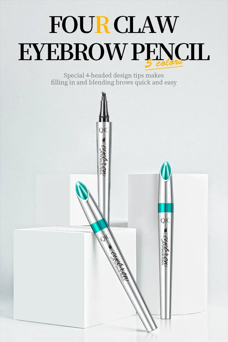 Eyebrow Pen 4 Forks Tip Eyebrow Tattoo Pencil Long Lasting Quick Drying Ultra-fine Sweat-Proof Dark Brown Makeup
