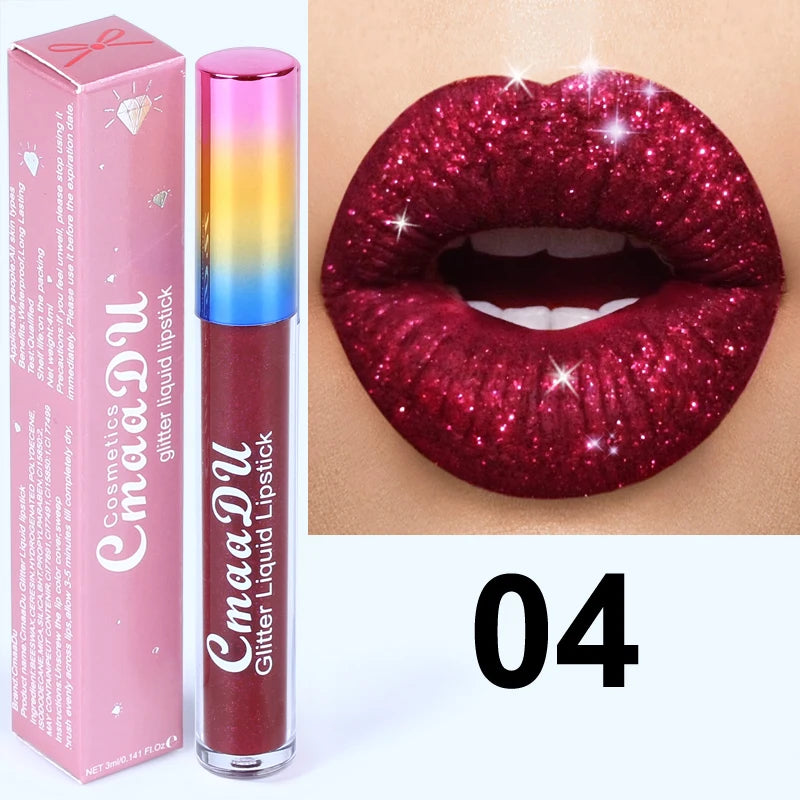 Pearlescent Diamond Lip Gloss Nude Candy Metal Glitter Liquid Lipstick Lips Moisturizer Cosmetics Metallic Shine Lipgloss