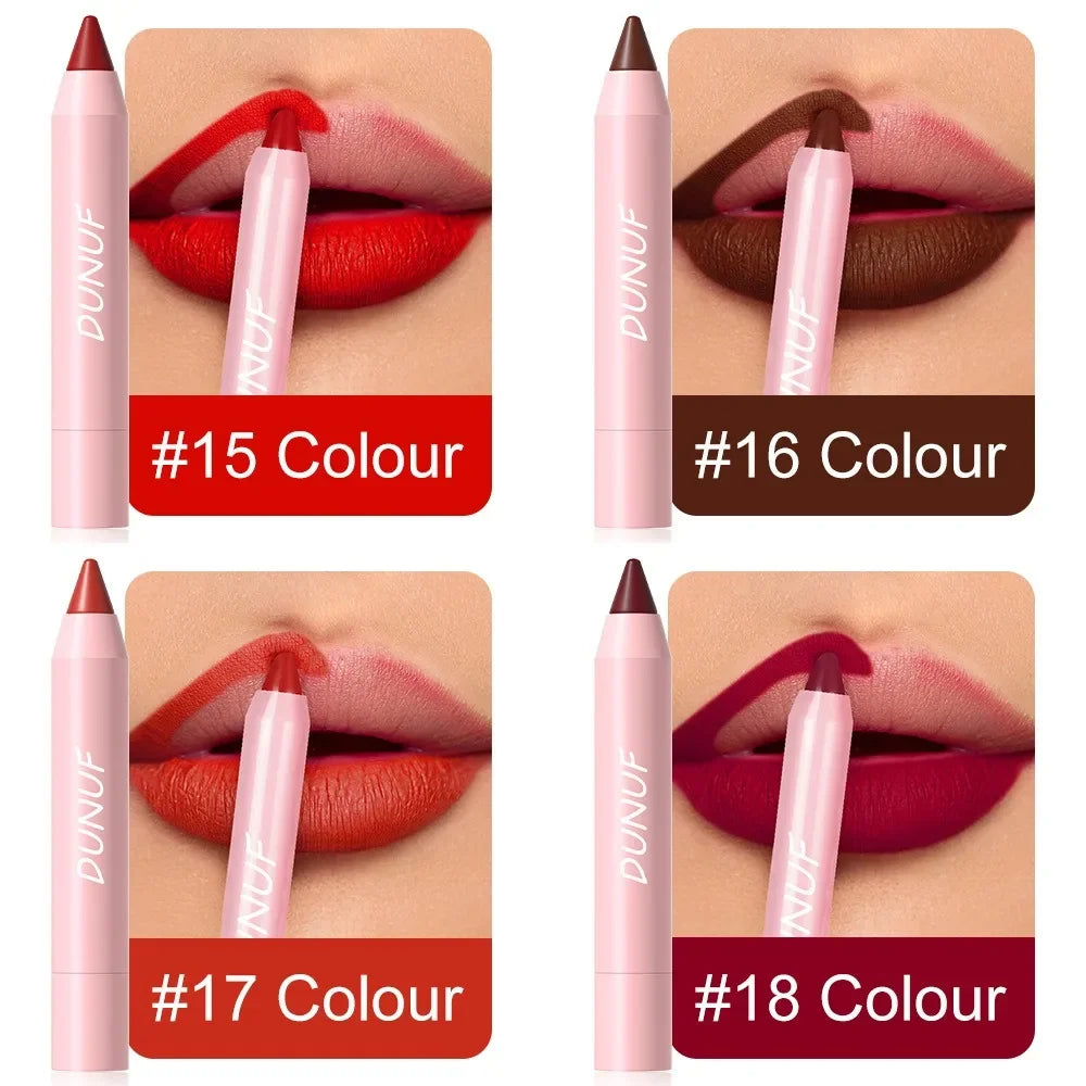 Sexy Dark Red Brown Lipstick Pencil Matte 18 Colors Lip Liner Crayons Rich Full Color Lip Tint Silky Natural Creamy Texture Pen